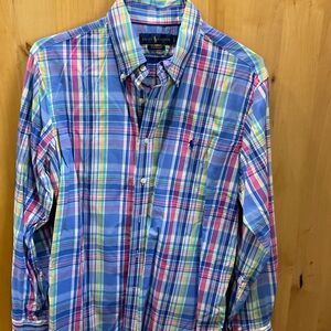 Ralph Lauren Blue and Pink Casual Button Down Shirt